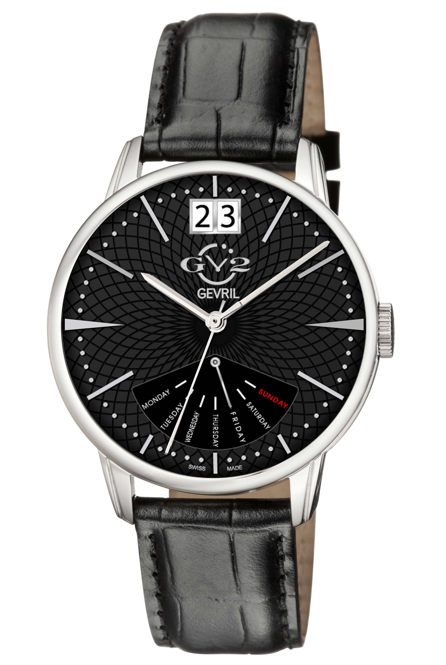 title:GV2 by Gevril Men's Rovescio 42mm Quartz Watch 56201;color:Black