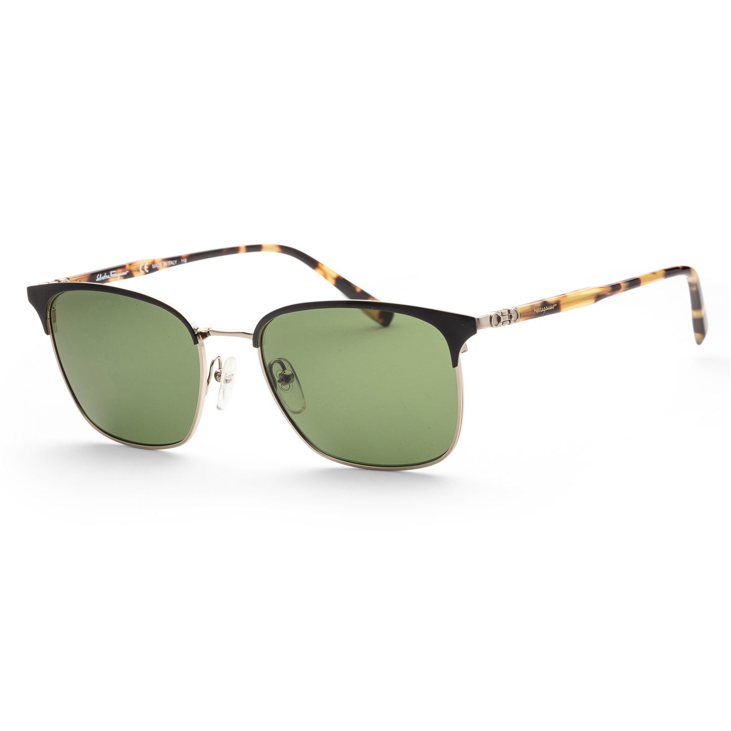 title:Ferragamo Men's SF180S-017 Fashion 54mm Black and Shiny Gold Sunglasses;color:Black and Shiny Gold