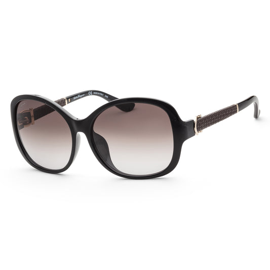 title:Ferragamo Women's SF744SLA-001 Fashion 59mm Black Sunglasses;color:Grey Lens, Black Frame