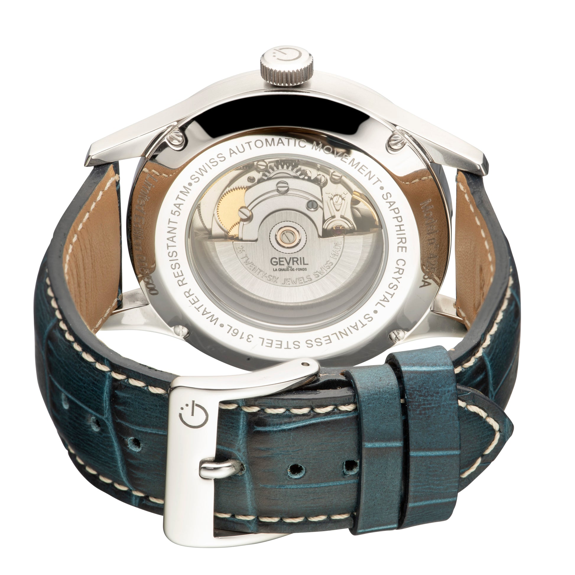 title:Gevril Men's Five Points 43mm Automatic Watch 4253A;color:Blue