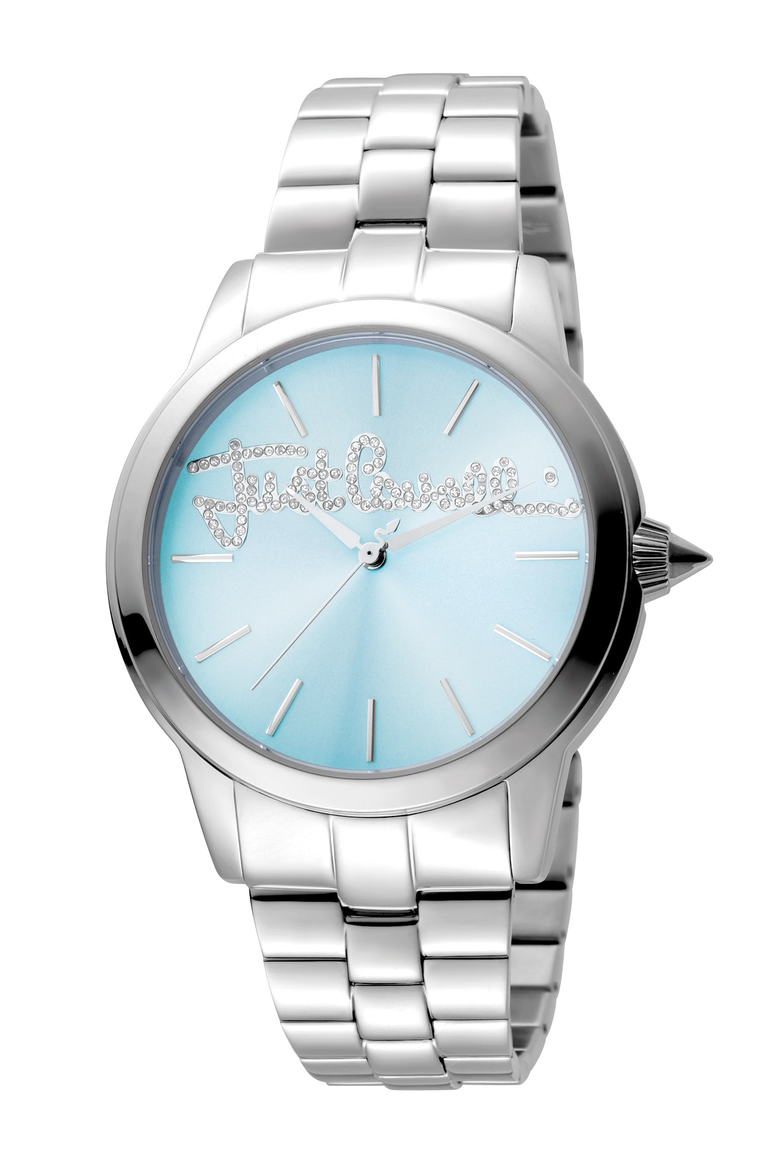 title:Just Cavalli Women's Logo Mohair 36mm Quartz Watch JC1L006M0065;color:Ice Blue