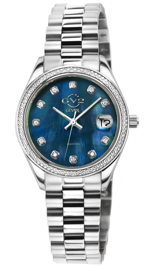 title:GV2 by Gevril Women's Turin 32mm Quartz Watch 12429B;color:Blue Mother-of-Pearl