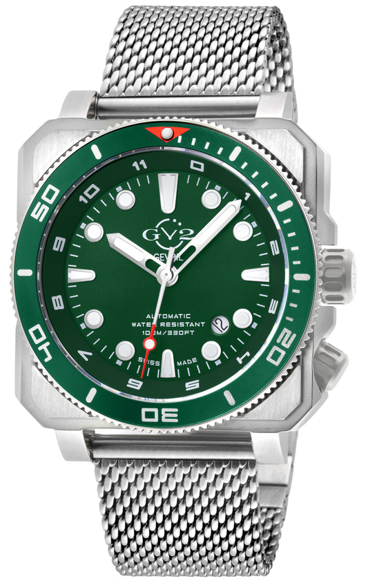 title:GV2 by Gevril Men's XO Submarine 44mm Automatic Watch 4540B;color:Green