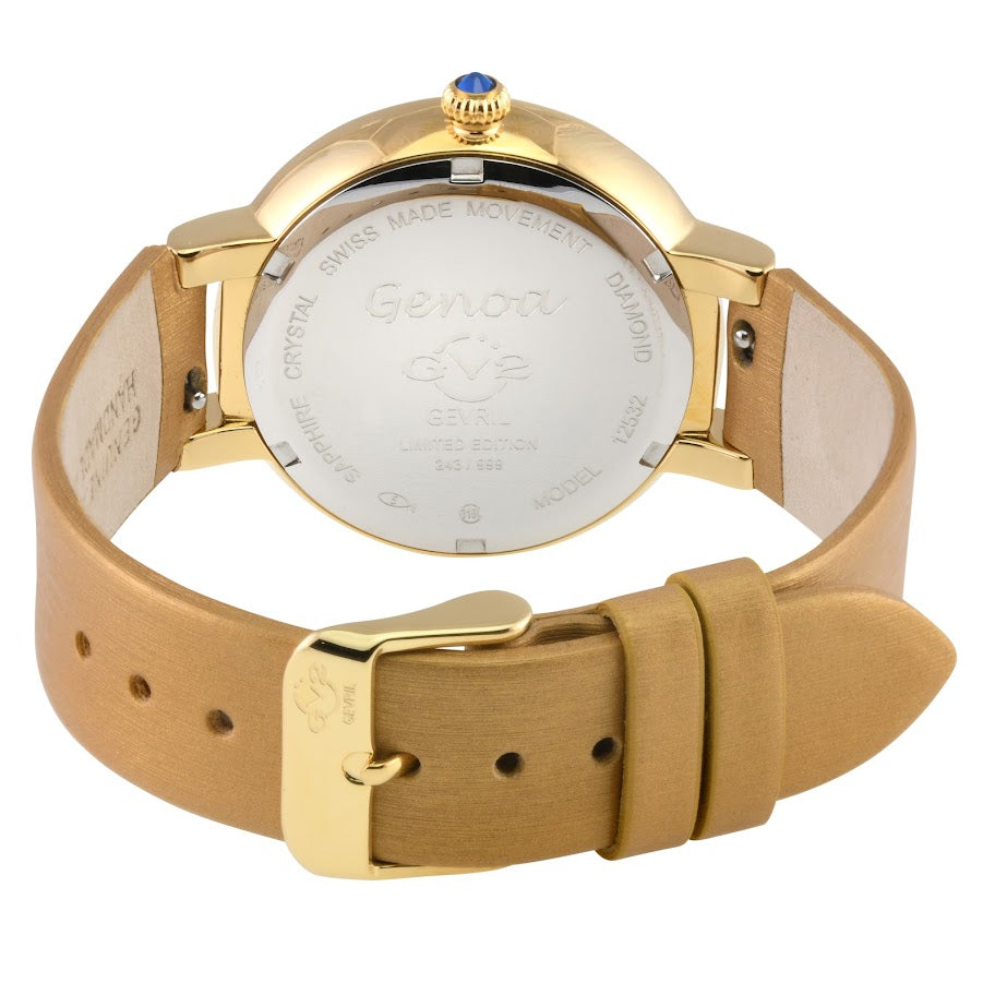 title:GV2 by Gevril Women's Genoa 36mm Quartz Watch 12532S;color:White Mother-of-Pearl