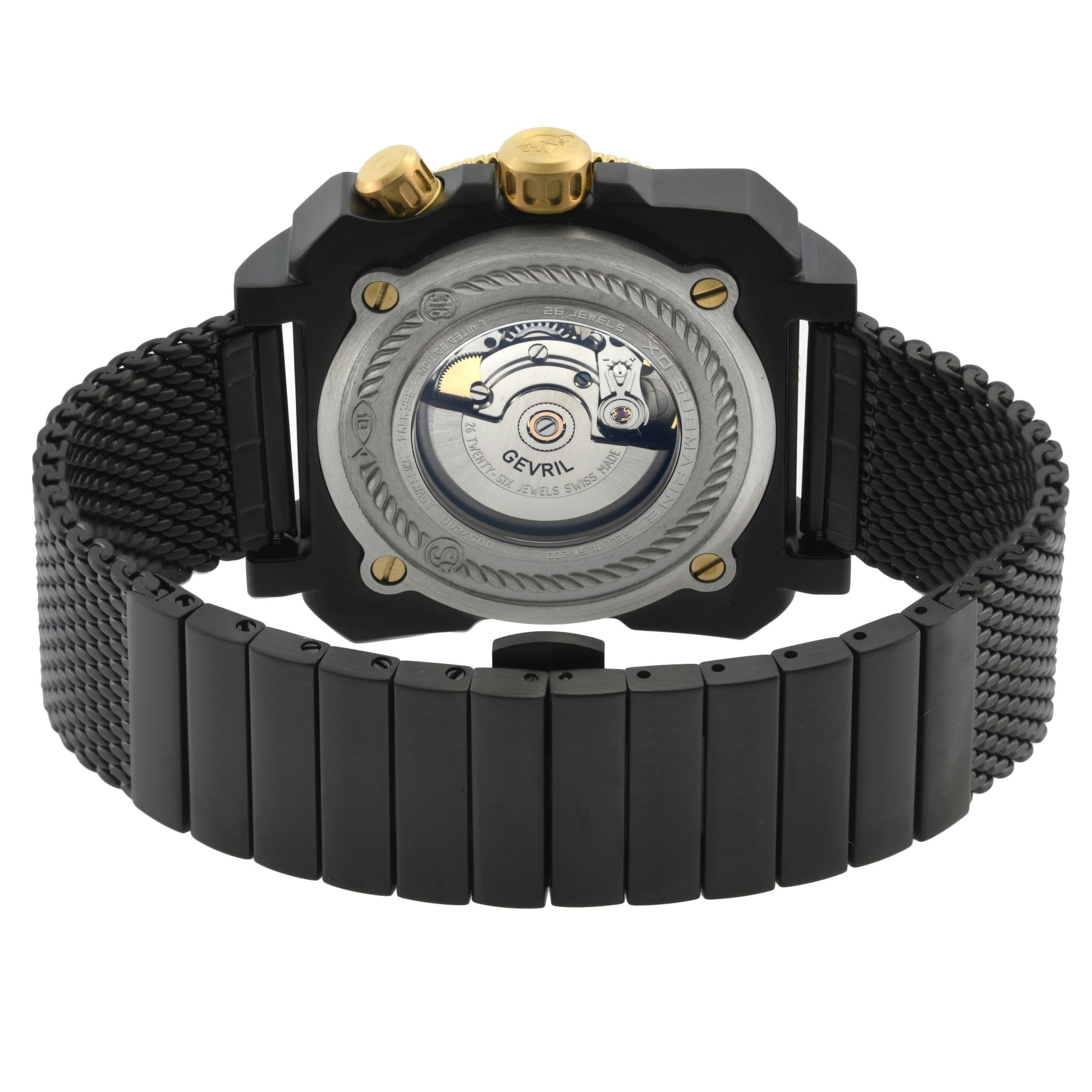 title:GV2 by Gevril Men's XO Submarine 44mm Automatic Watch 4544B;color:Black