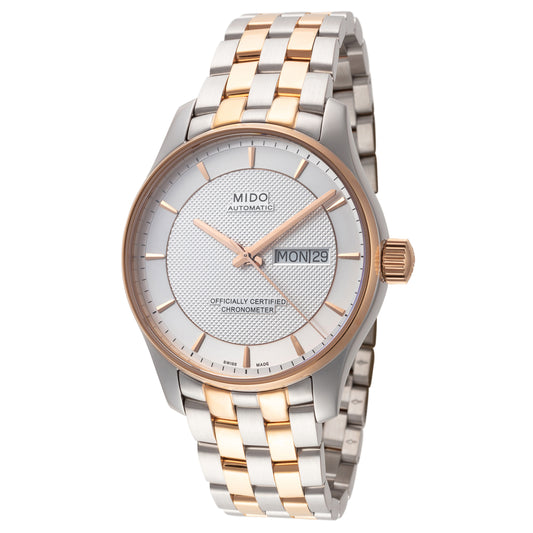 title:Mido Men's M001.431.22.031.92 Belluna 40mm Automatic Watch;color:Silver Dial Silver and Gold Band