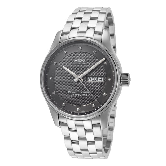 title:Mido Men's M0014311106692 Belluna 40mm Black Dial Stainless Steel Watch;color:Black Dial Silver Band