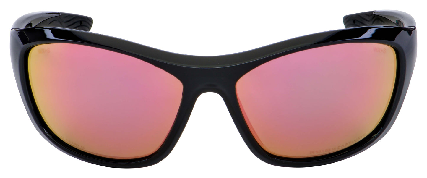 title:Wiley X Women's ACGLR10 Fashion 66mm Gloss Black Sunglasses;color:Gloss Black frame, Captivate Polarized Rose Gold Mirror Z87 lens