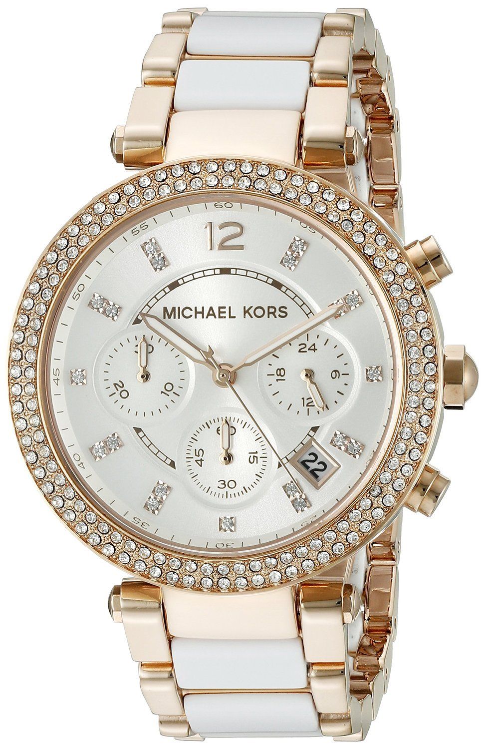 title:Michael Kors Women's Parker 38mm Quartz Watch MK5774;color:White and Rose Gold