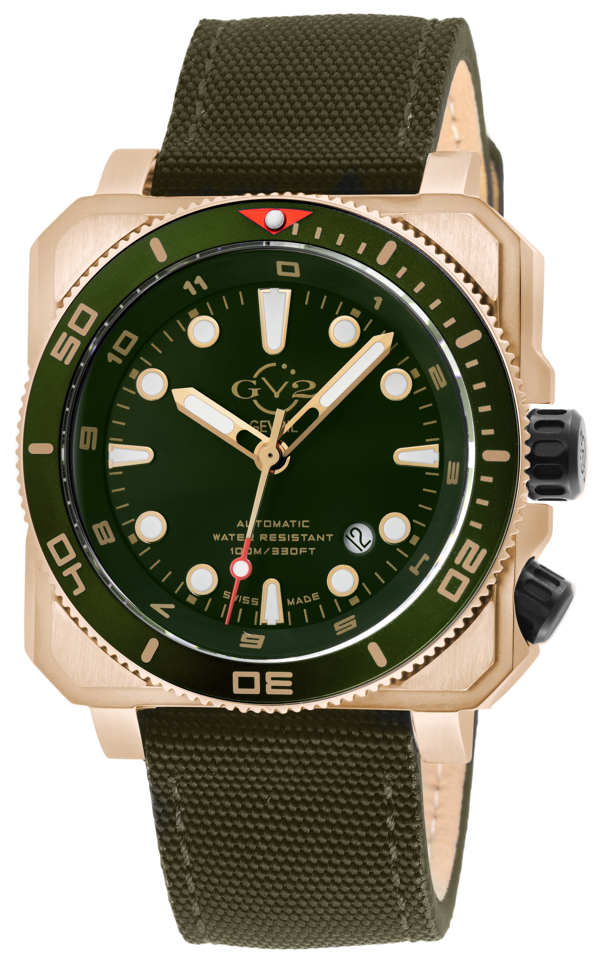 title:GV2 by Gevril Men's XO Submarine 44mm Automatic Watch 4543;color:Green