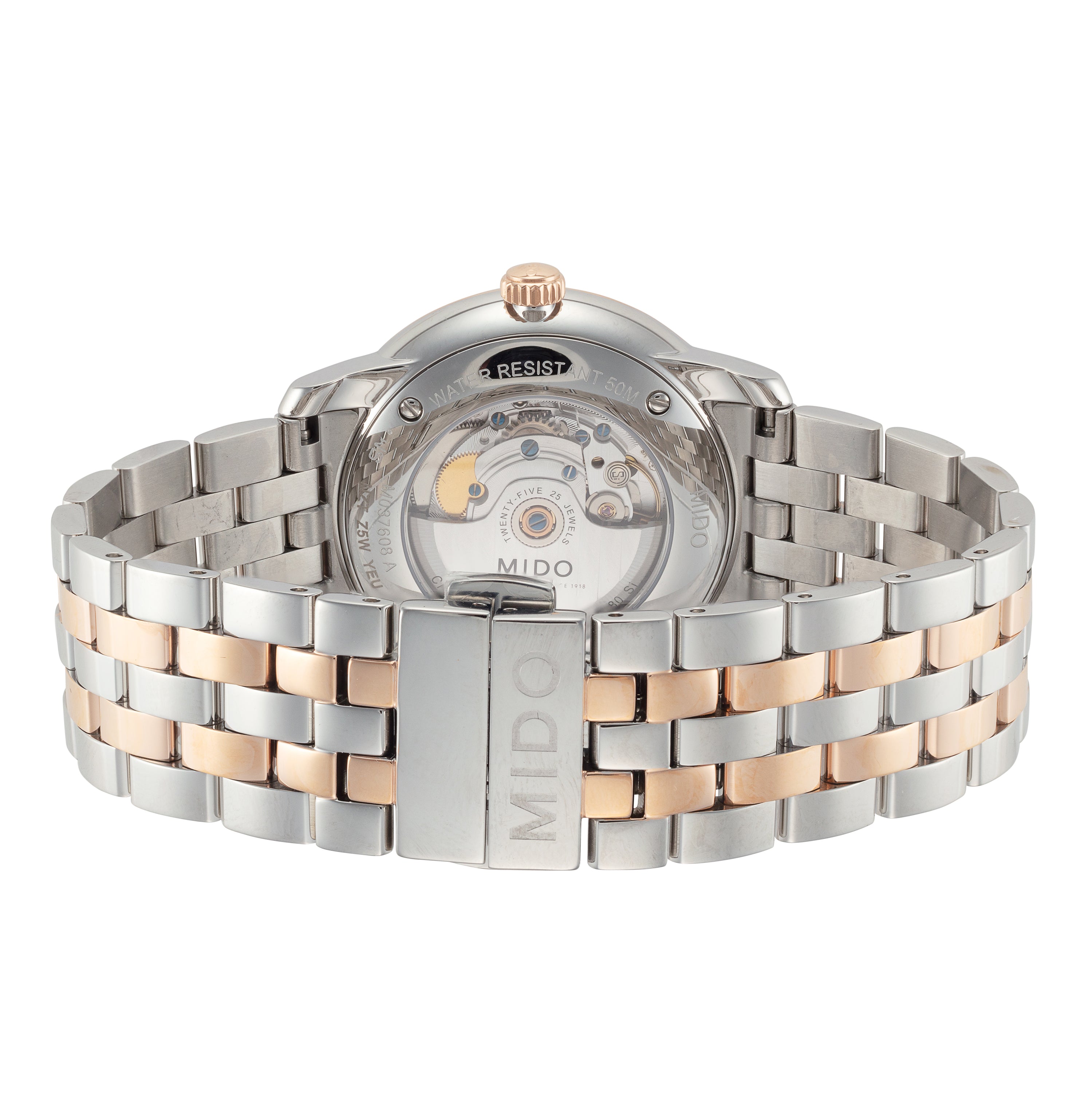 title:Mido Men's M0376082206200 Baroncelli Jubilee 42mm Automatic Watch;color:Silver and Rose Gold