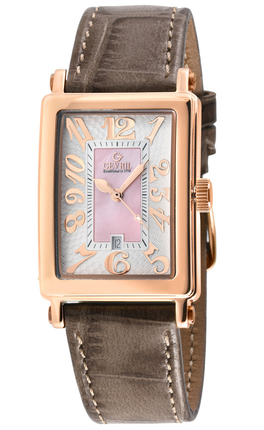 title:Gevril Women's Avenue of Americas Mini 25mm Quartz Watch 7345R-3;color:Pink Mother-of-Pearl