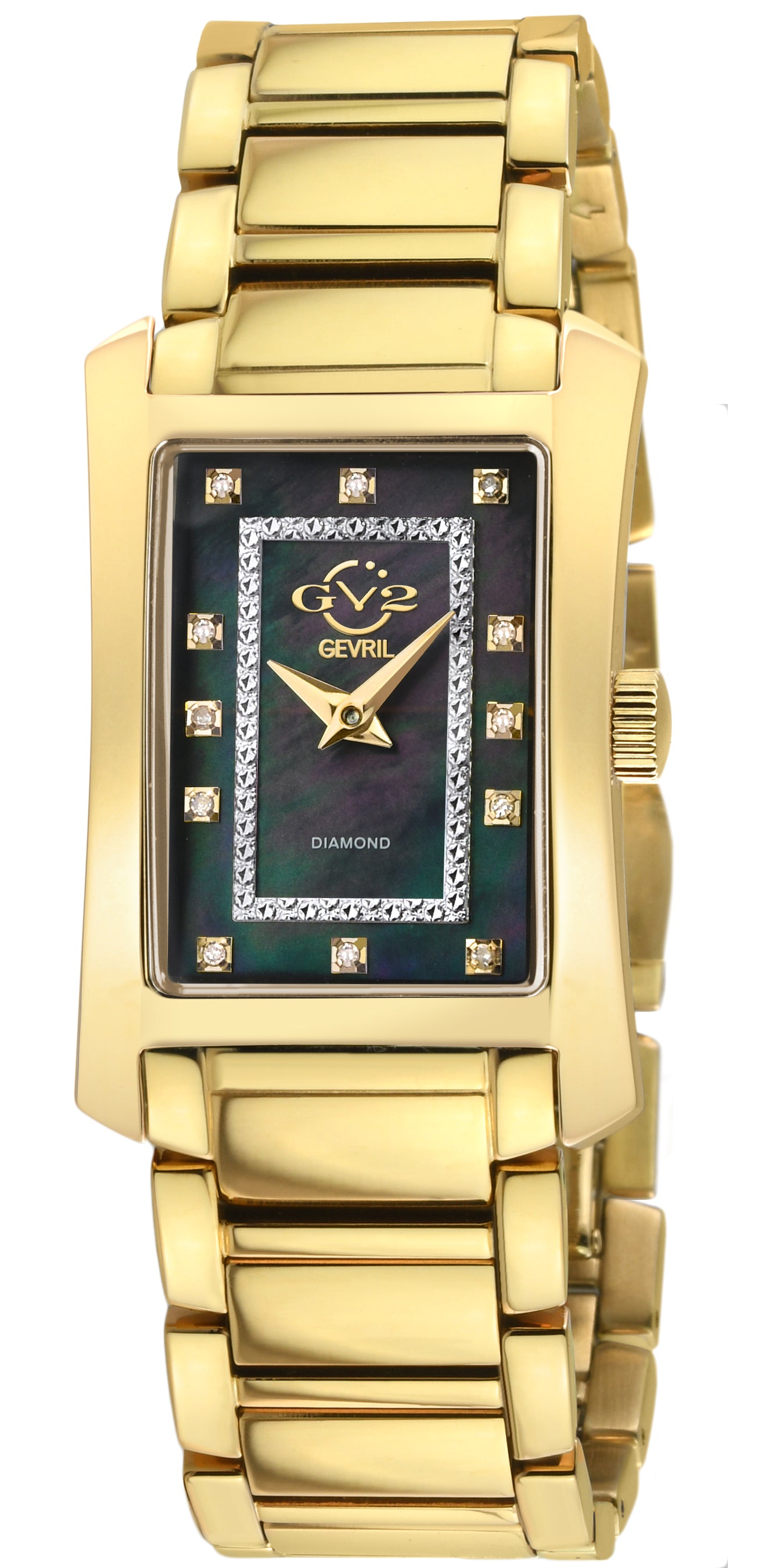 title:GV2 by Gevril Women's Luino 23mm Quartz Watch 14603B;color:Black Mother-of-Pearl