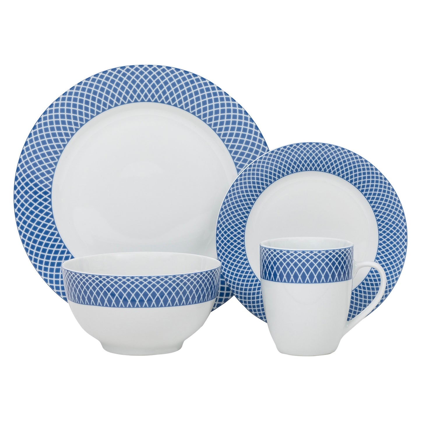 Safdie & Co. Dinnerware Set 16Piece Prc Blue Diamond, Service for 4