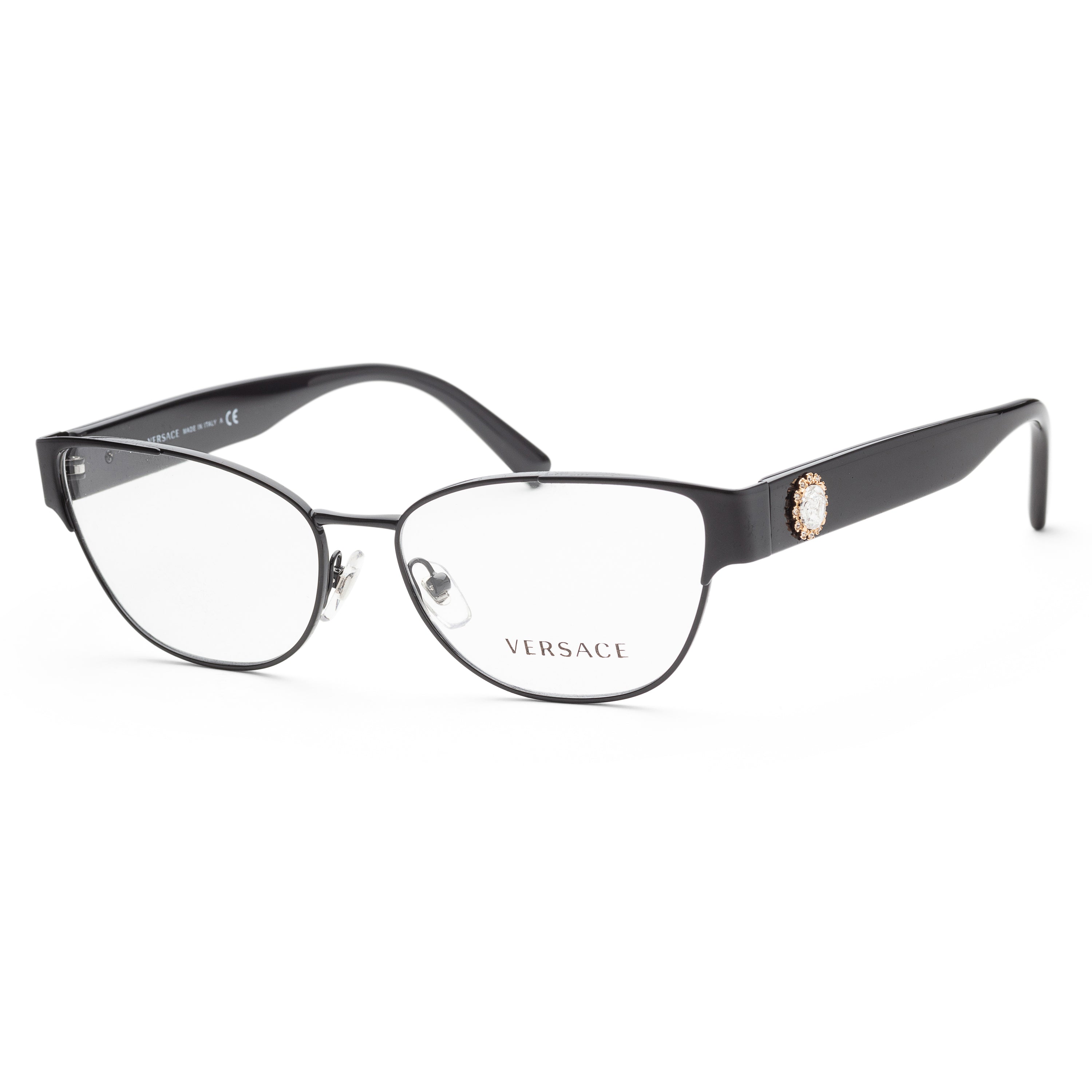 title:Versace Women's VE1267B-1009-55 Fashion 55mm Black Opticals;color:Black frame, Demo lens