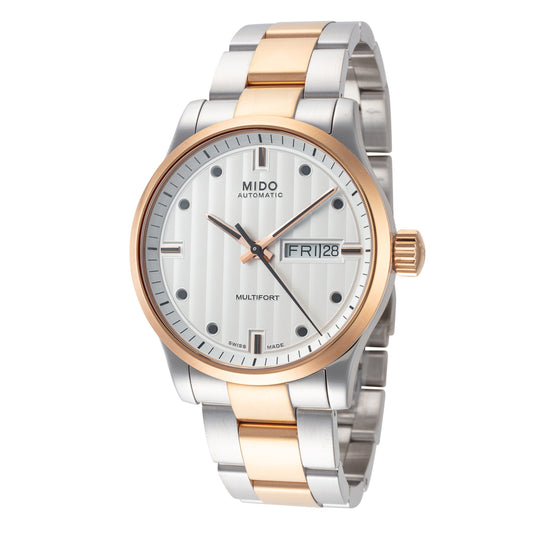 title:Mido Men's M0058302203180 Multifort 38mm Automatic Watch;color:Silver and Rose Gold