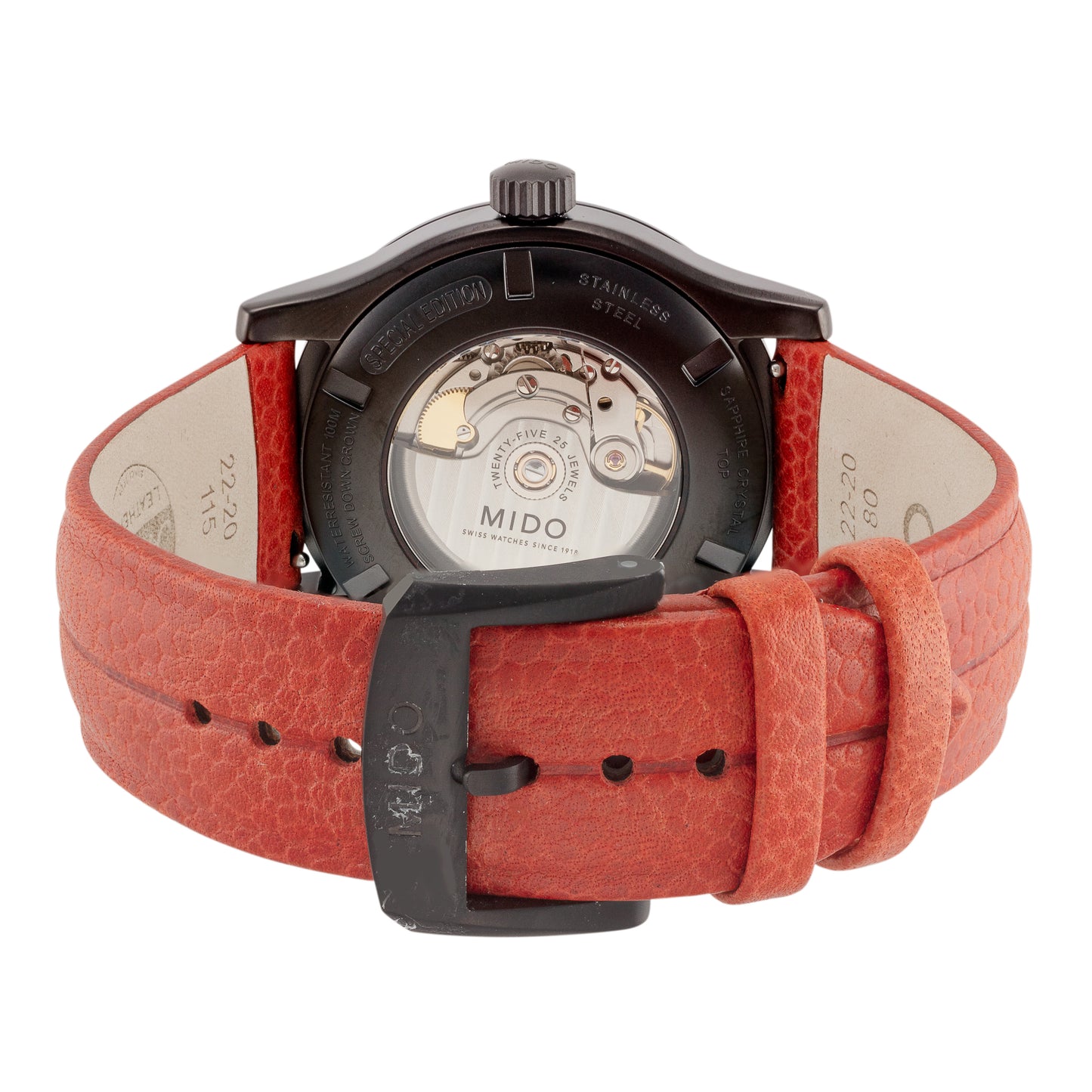 title:Mido Men's M0054303605080 Multifort 42mm Automatic Watch;color:Black Dial Orange Band