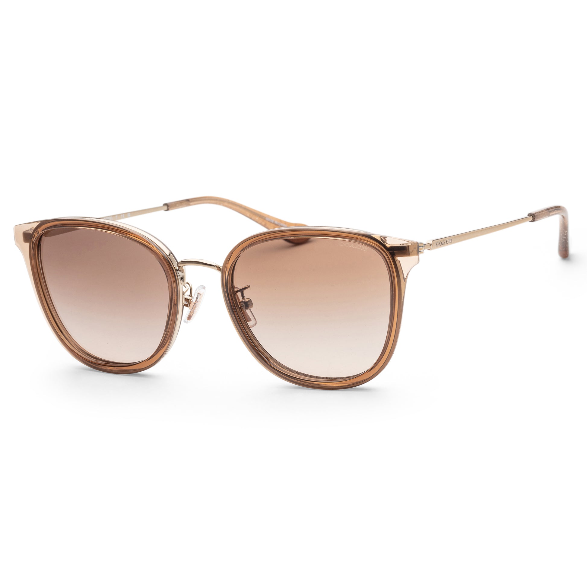 title:Coach Women's 54mm Light Gold/Brown Sunglasses HC7135-565413;color:Light Gold/Brown frame, Light Brown Grey Gradient lens