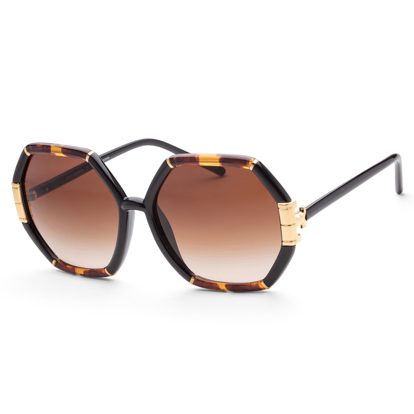 title:Tory Burch Women's 58mm Dark Tortoise Black Sunglasses TY9072U-189613;color:Dark Tortoise Black frame, Brown Gradient lens