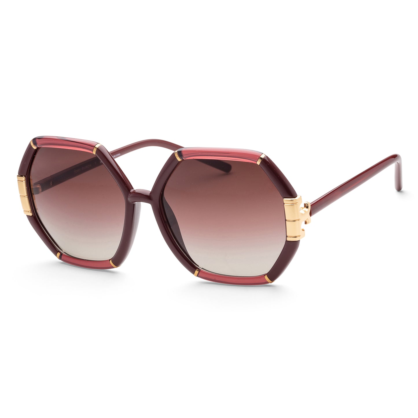 title:Tory Burch Women's 58mm Transparent Bordeaux/Bor Sunglasses TY9072U-1901E2;color:Transparent Bordeaux/Bor frame, Bordeaux Grey Gradient lens