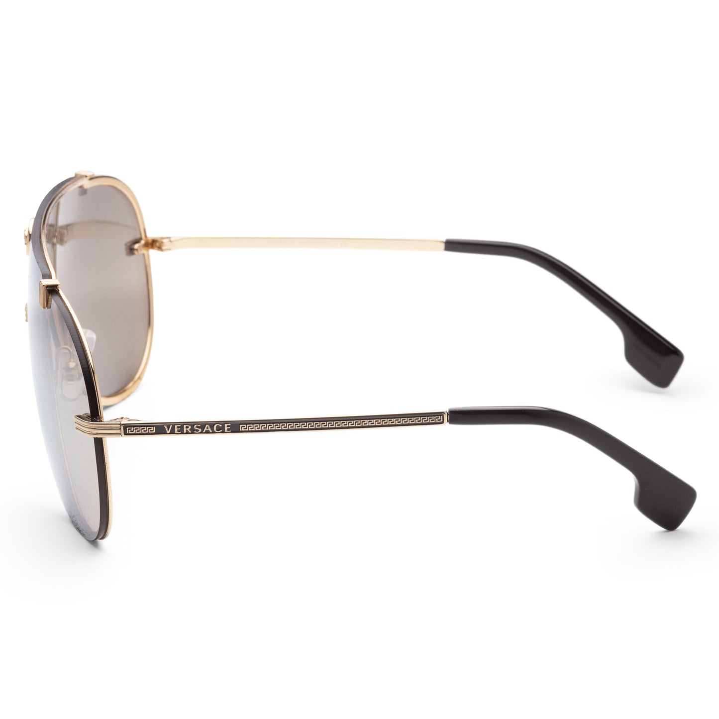 title:Versace Men's 43mm Gold Sunglasses VE2243-10026G;color:Gold frame, Light Grey Mirror Silver lens