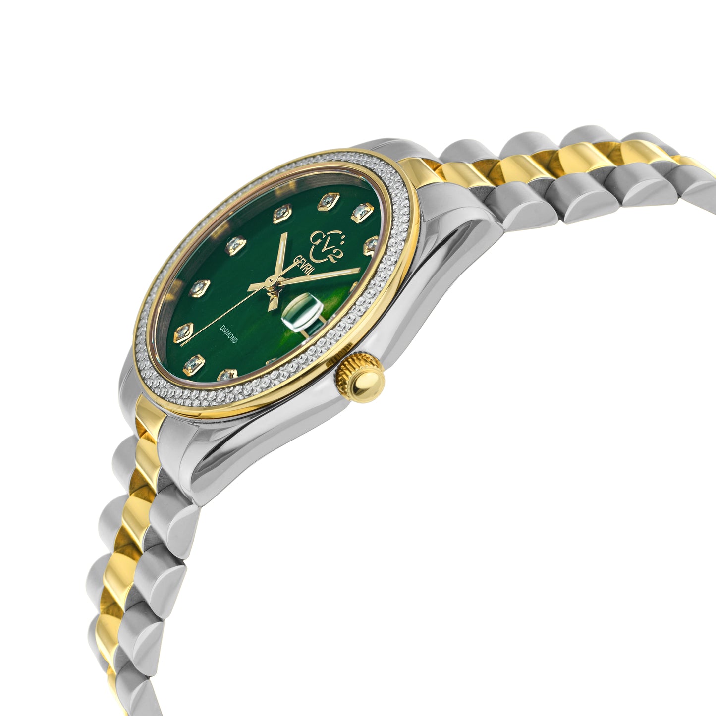 title:GV2 by Gevril Women's Turin 32mm Quartz Watch 12428B;color:Green Mother-of-Pearl