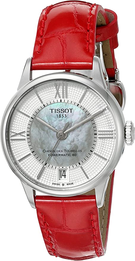 title:Tissot Women's T0992071611800 Chemin Des Tourelles 32mm Automatic Watch;color:Red