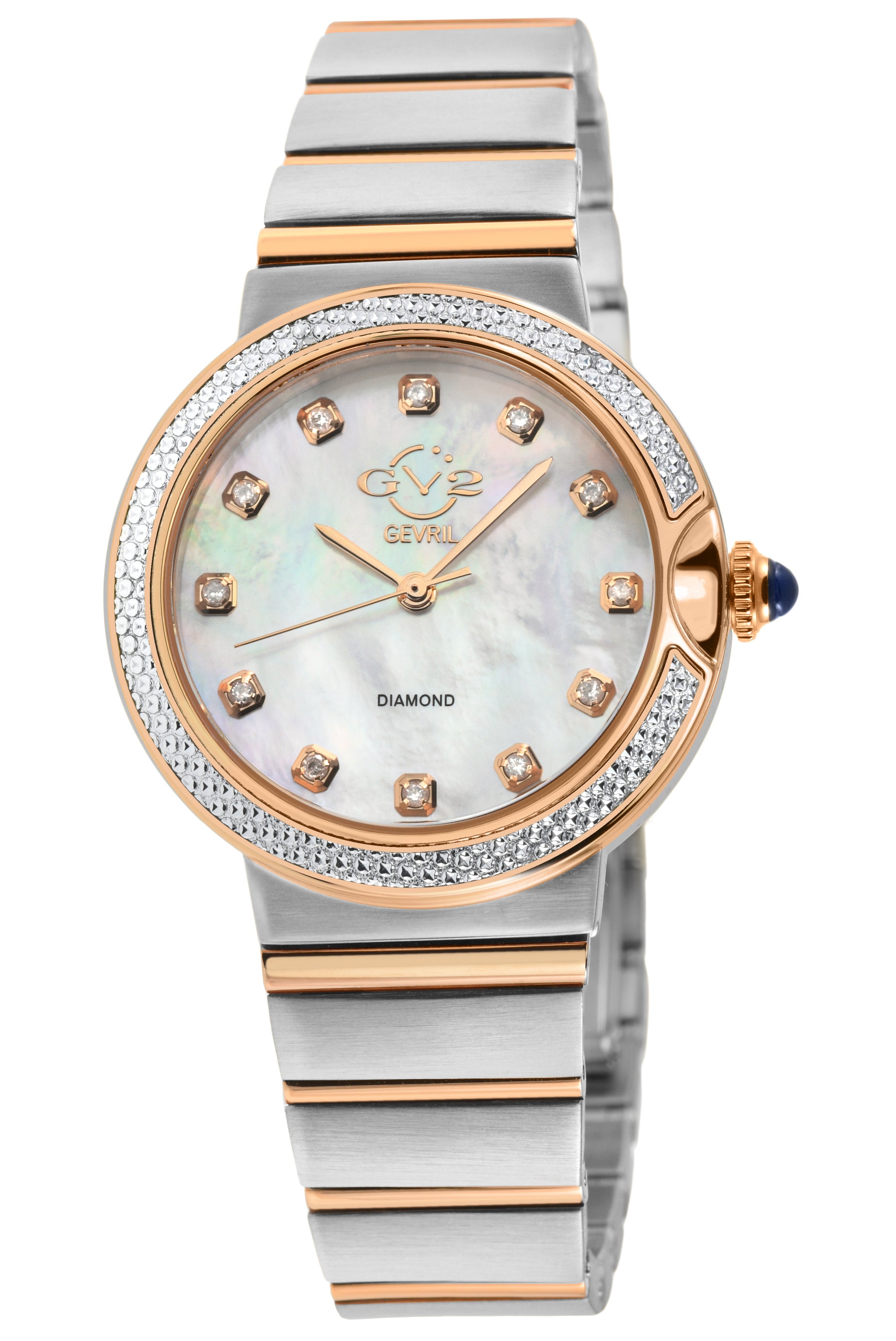 title:GV2 by Gevril Women's Sorrento 32mm Quartz Watch 12443B;color:White Mother-of-Pearl