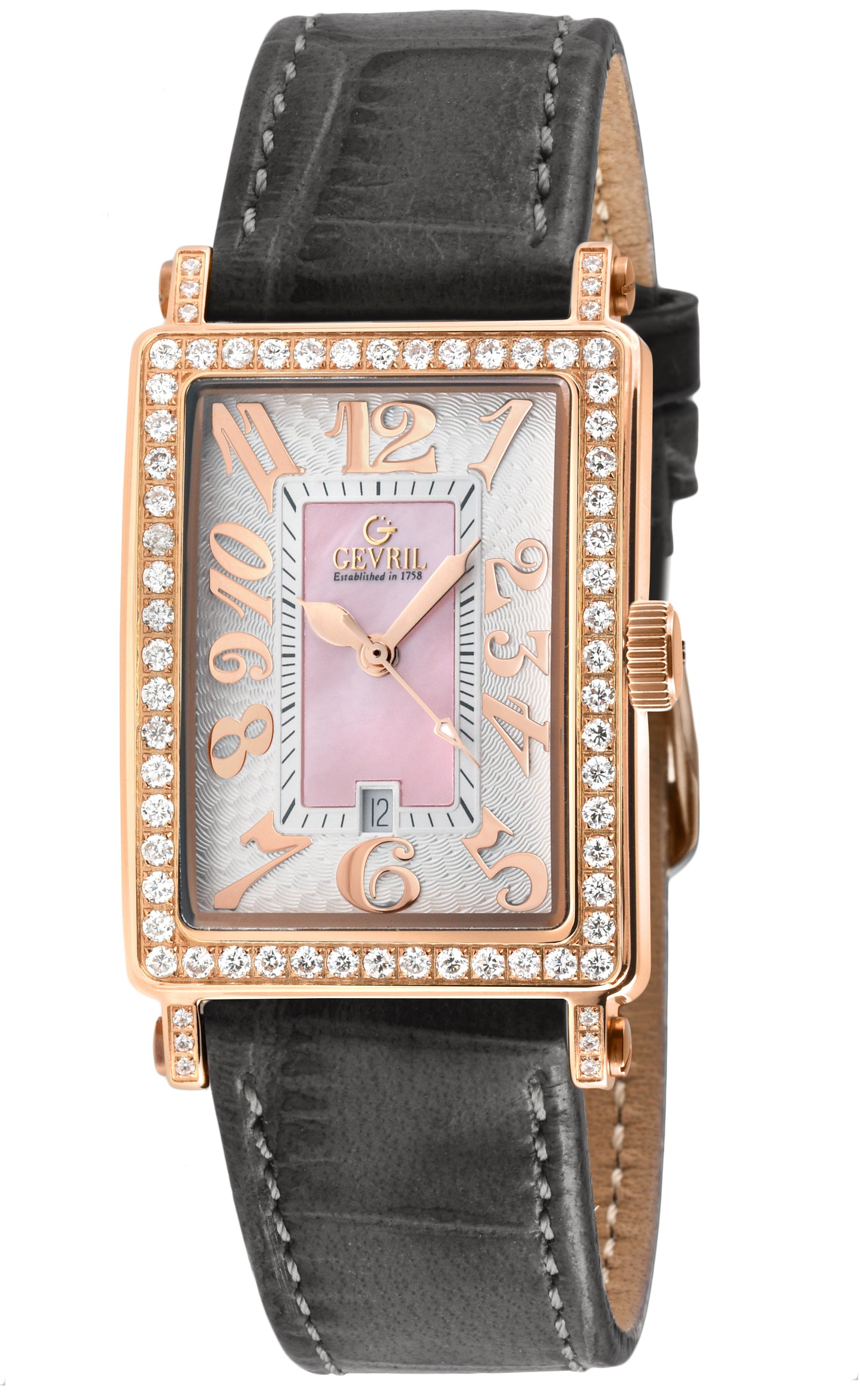 title:Gevril Women's Avenue of Americas Mini Diamond 32mm Quartz Watch 7345RL;color:Pink Mother-of-Pearl