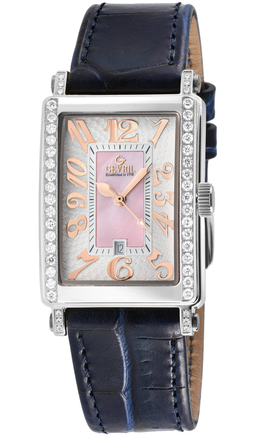 title:Gevril Women's Avenue of Americas Mini Diamond 32mm Quartz Watch 7248RE;color:Pink Mother-of-Pearl