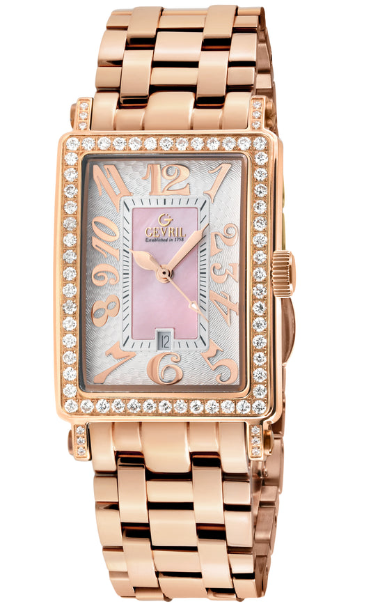 title:Gevril Women's Avenue of Americas Mini Diamond 32mm Quartz Watch 7345RLB;color:Pink Mother-of-Pearl