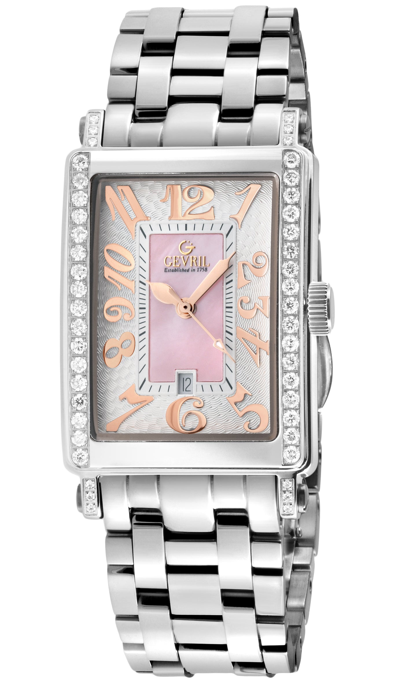 title:Gevril Women's Avenue of Americas Mini Diamond 32mm Quartz Watch 7245REB;color:Pink Mother-of-Pearl