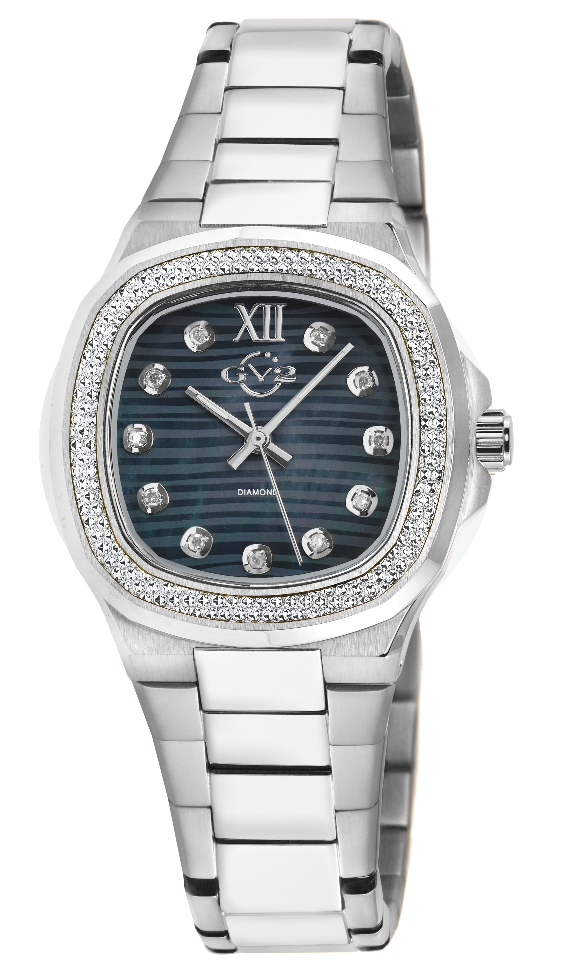 title:GV2 by Gevril Women's Potente 33mm Quartz Watch 18200B;color:Black Mother-of-Pearl