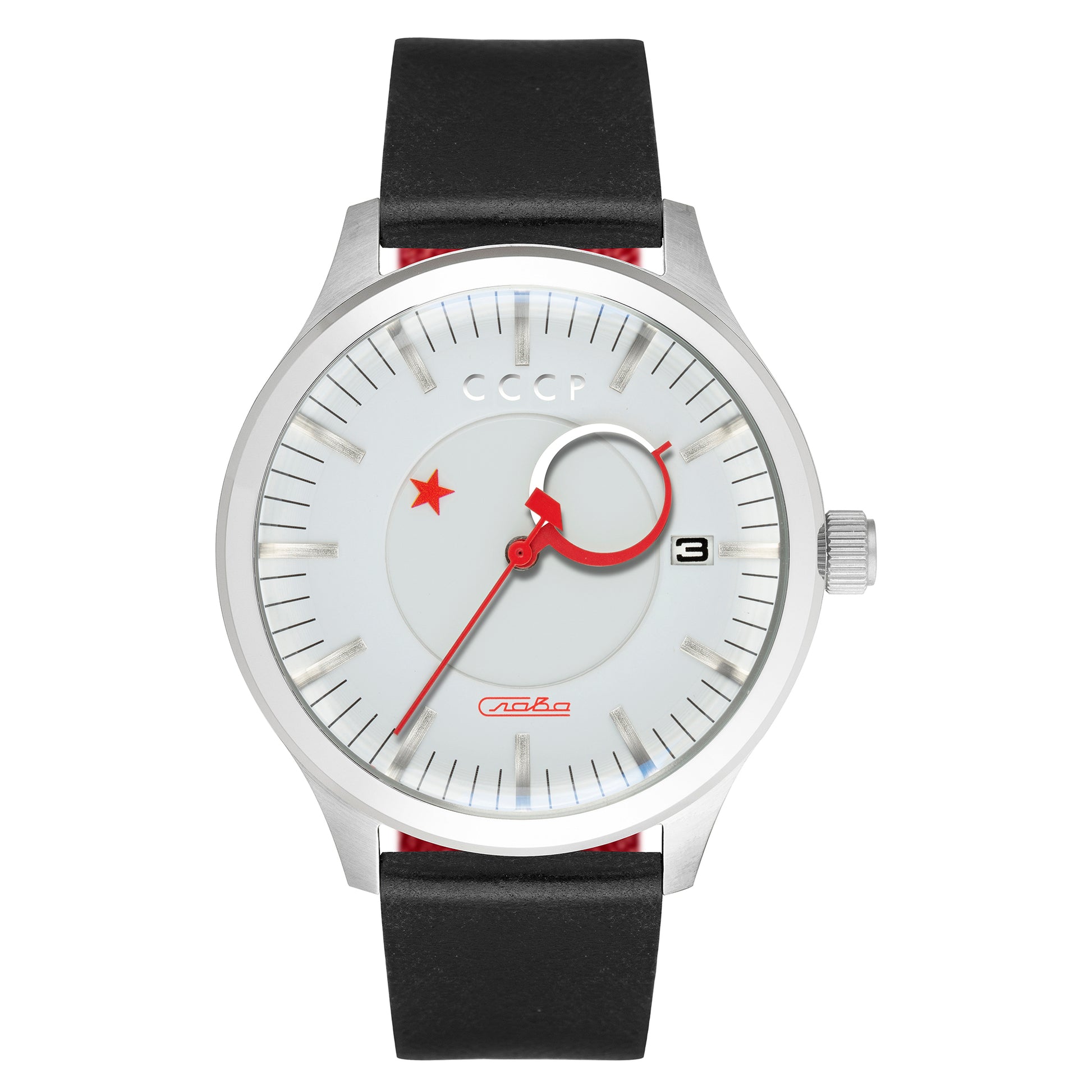 title:CCCP Men's CP-7077-01 Heroes Kamzolkin 43mm Automatic Watch;color:White