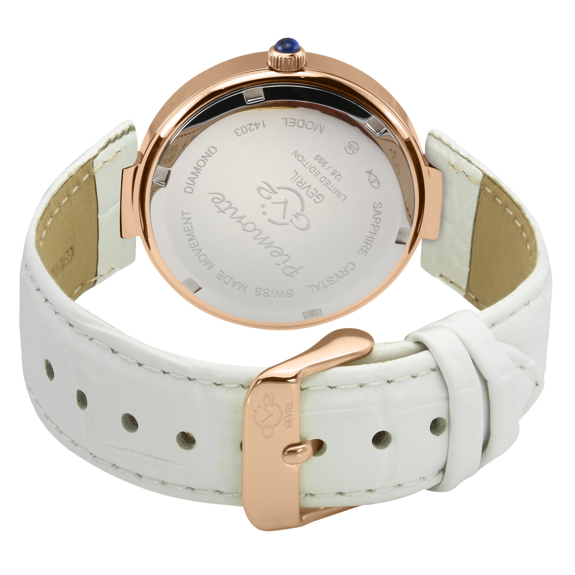 title:GV2 by Gevril Women's Piemonte 36mm Quartz Watch 14202-3;color:White