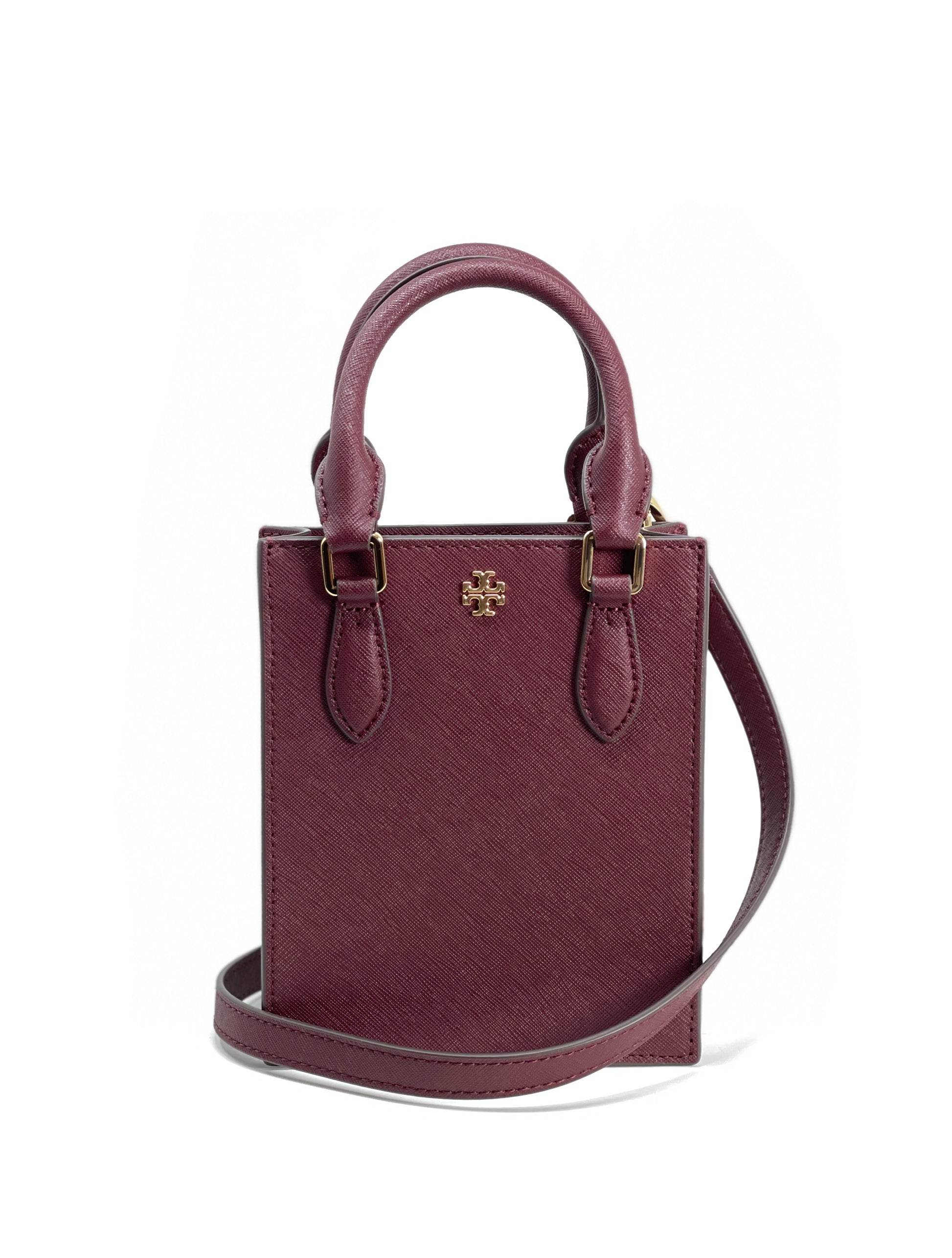 title:Tory Burch Claret Emerson Mini Shopper Tote;color:Claret