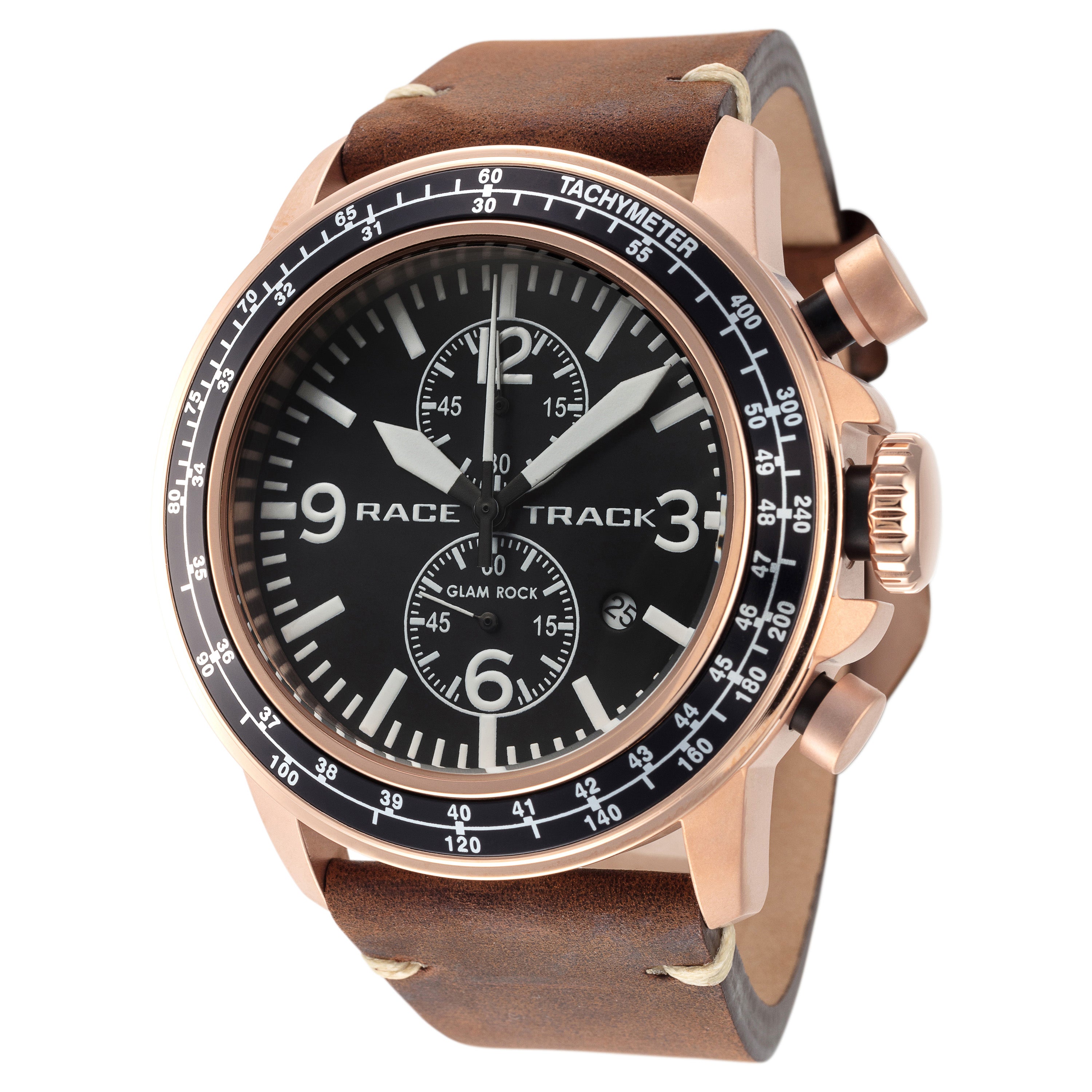 title:Glam Rock Men's GR-107-22 Racetrack Action Tachymeter 46mm Quartz Watch;color:Brown