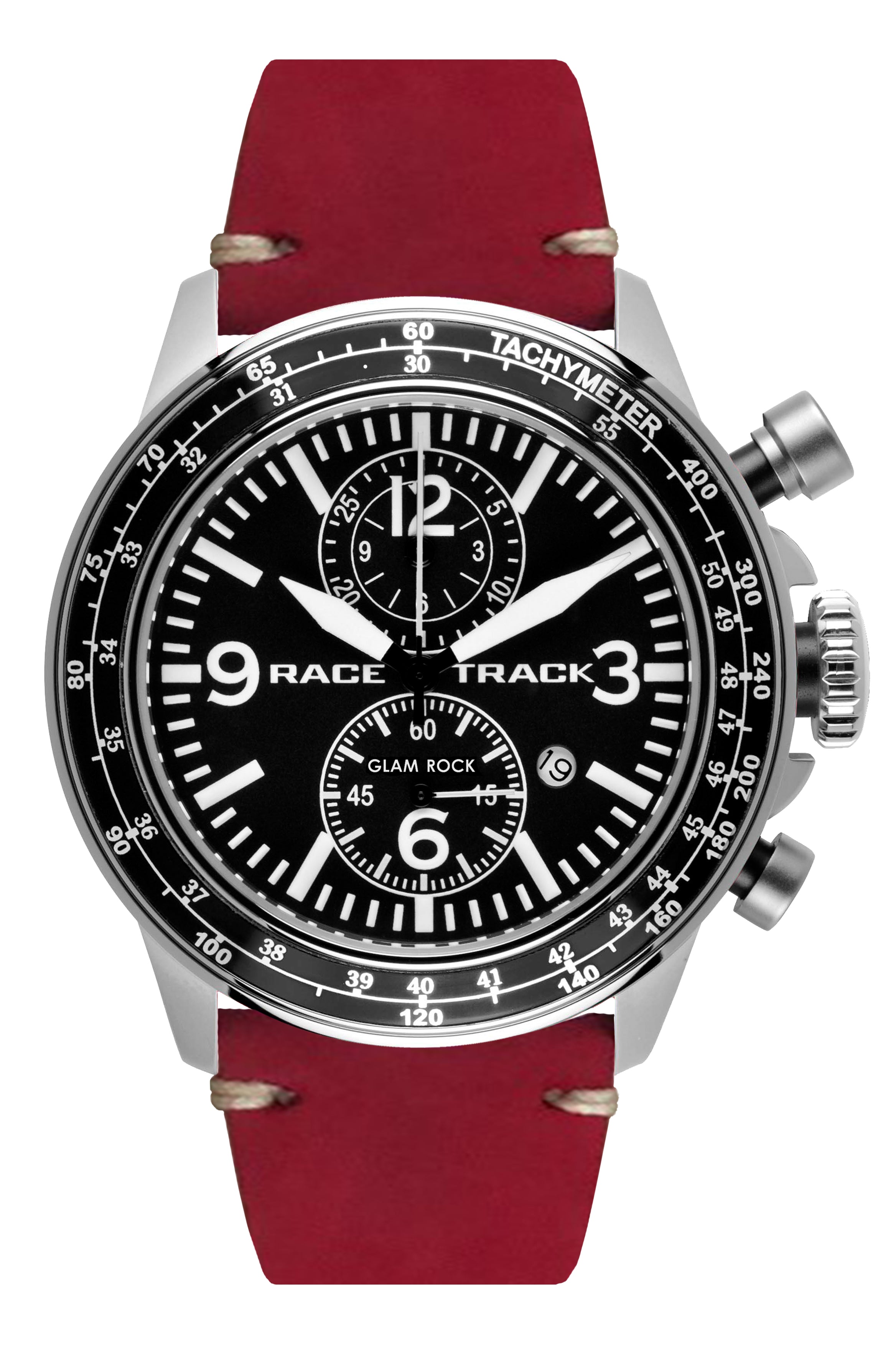 title:Glam Rock Men's GR-104-22 Racetrack Action Tachymeter 46mm Quartz Watch;color:Red