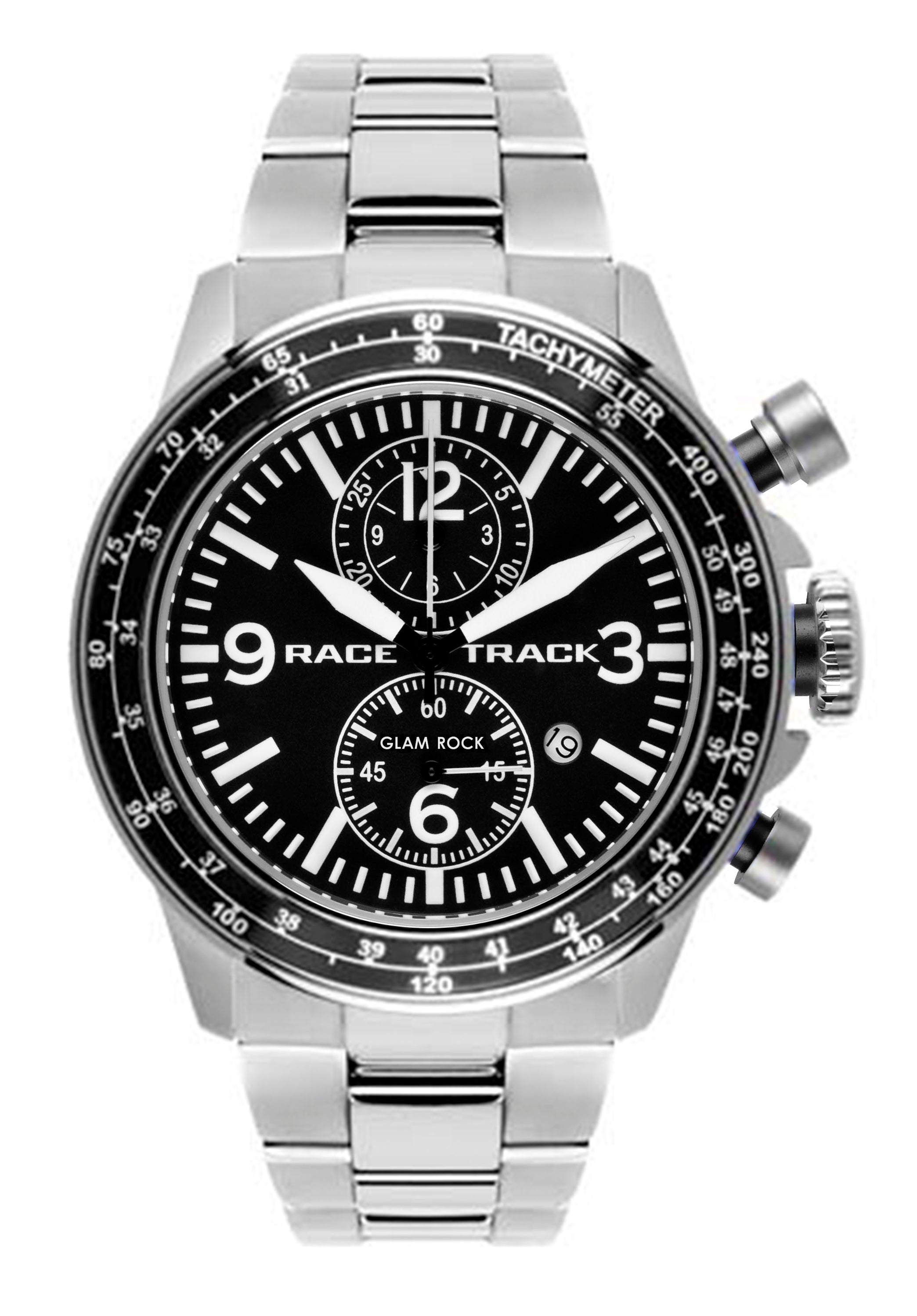 title:Glam Rock Men's GR-105-22 Racetrack Action Tachymeter 46mm Quartz Watch;color:Silver