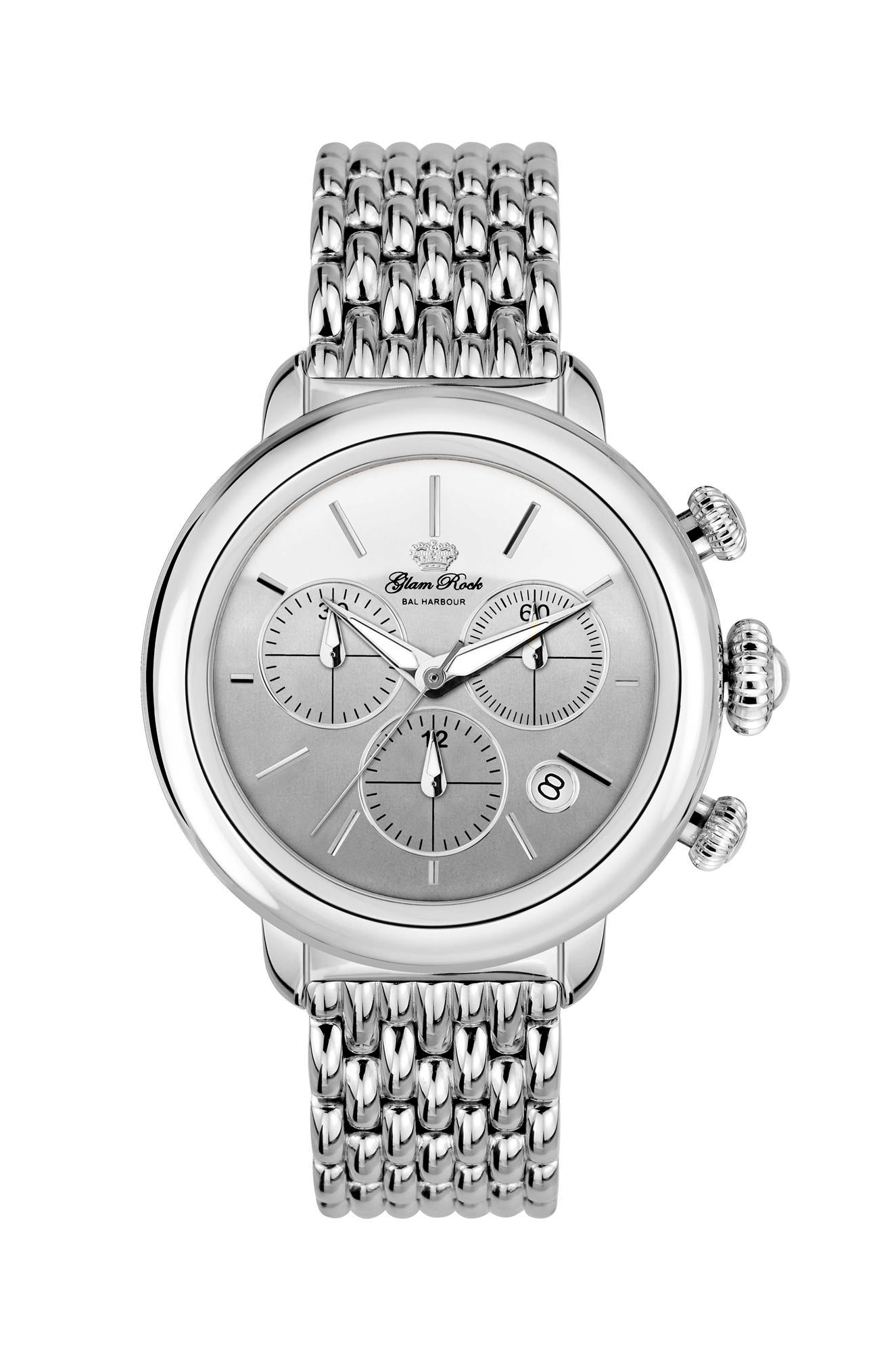 title:Glam Rock Women's GR-033-22 Ball Harbour 40mm Quartz Chronograph Watch;color:Silver