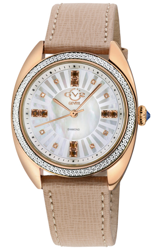 title:GV2 by Gevril Women's Palermo 35mm Quartz Watch 13103;color:White Mother-of-Pearl