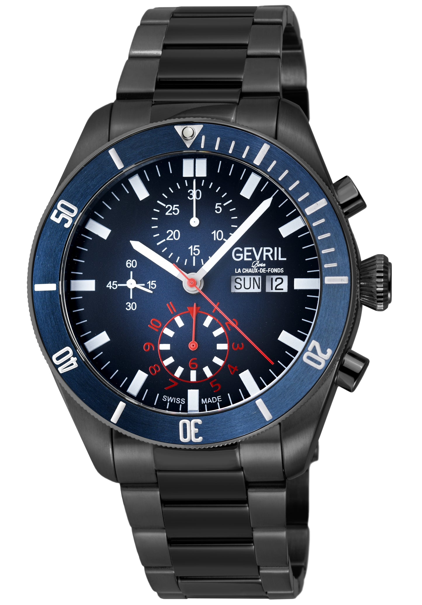 title:Gevril Men's Yorkville Chronograph 43mm Automatic Watch 48623B;color:Blue