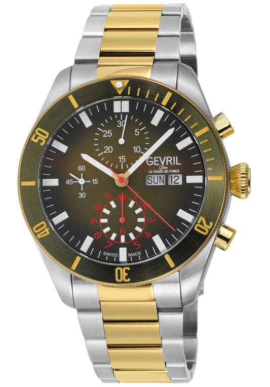 title:Gevril Men's Yorkville Chronograph 43mm Automatic Watch 48625B;color:Green