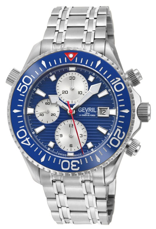 title:Gevril Men's Hudson Yards Chronograph 43mm Automatic Watch 48815B;color:Blue