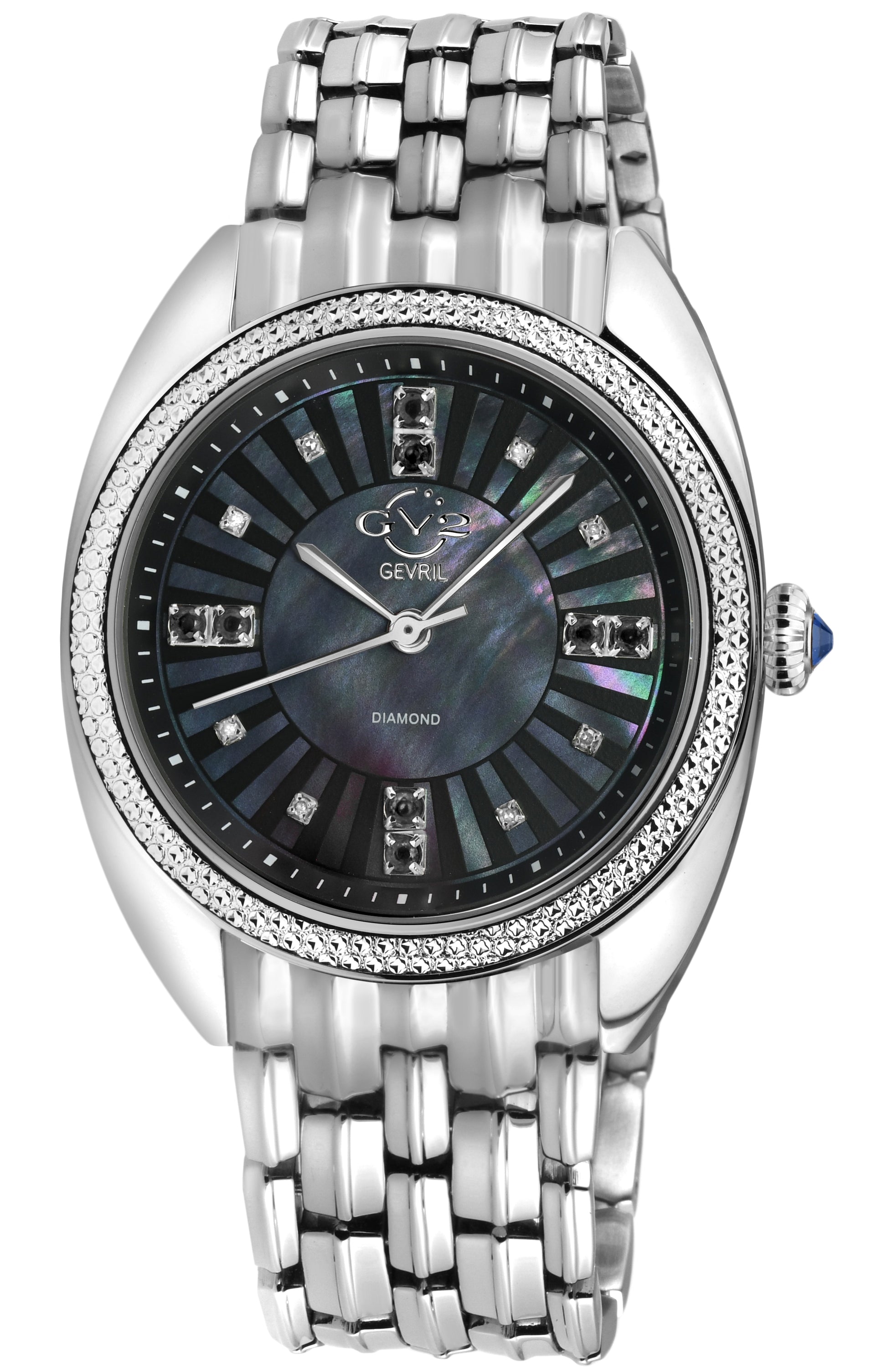 title:GV2 by Gevril Women's Palermo 35mm Quartz Watch 13100B;color:Black Mother-of-Pearl