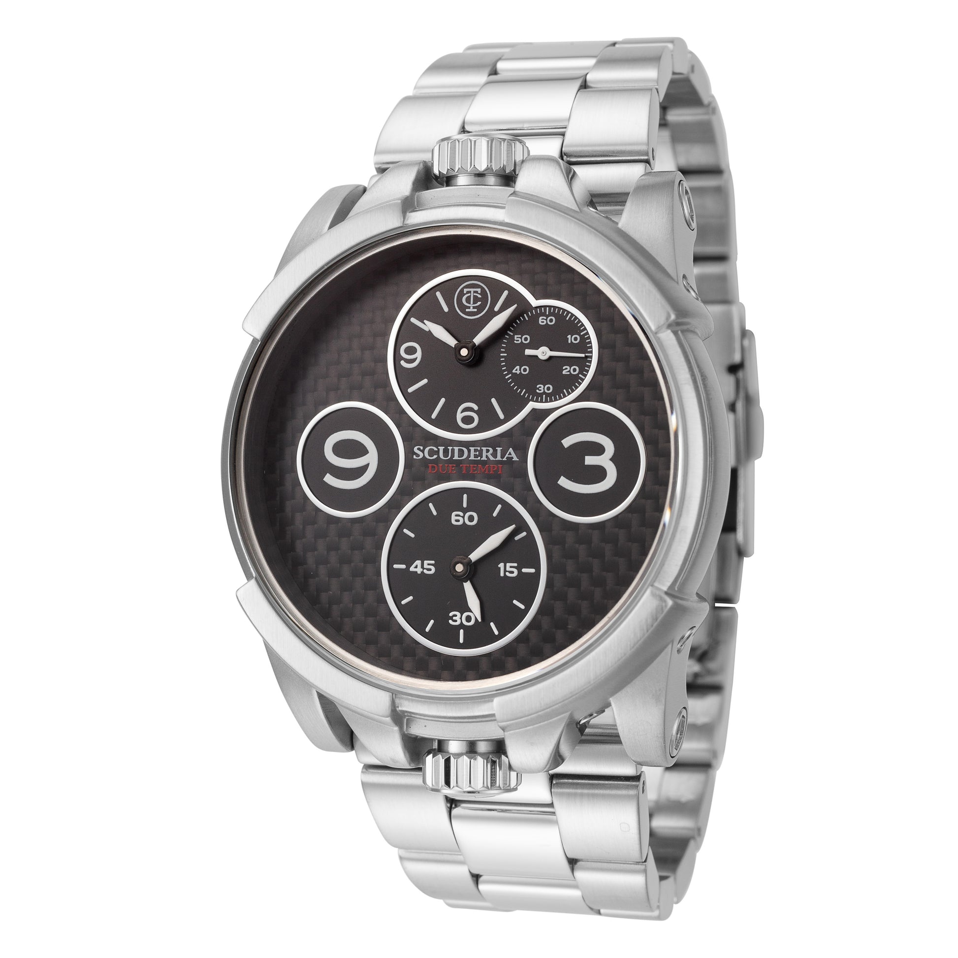 title:CT Scuderia Men's CT-273-P Due Tempi 44mm Quartz Dual Time Watch;color:Silver