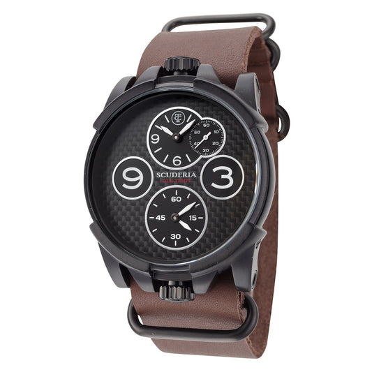 title:CT Scuderia Men's CT-277-P Due Tempi 44mm Quartz Dual Time Watch;color:Brown