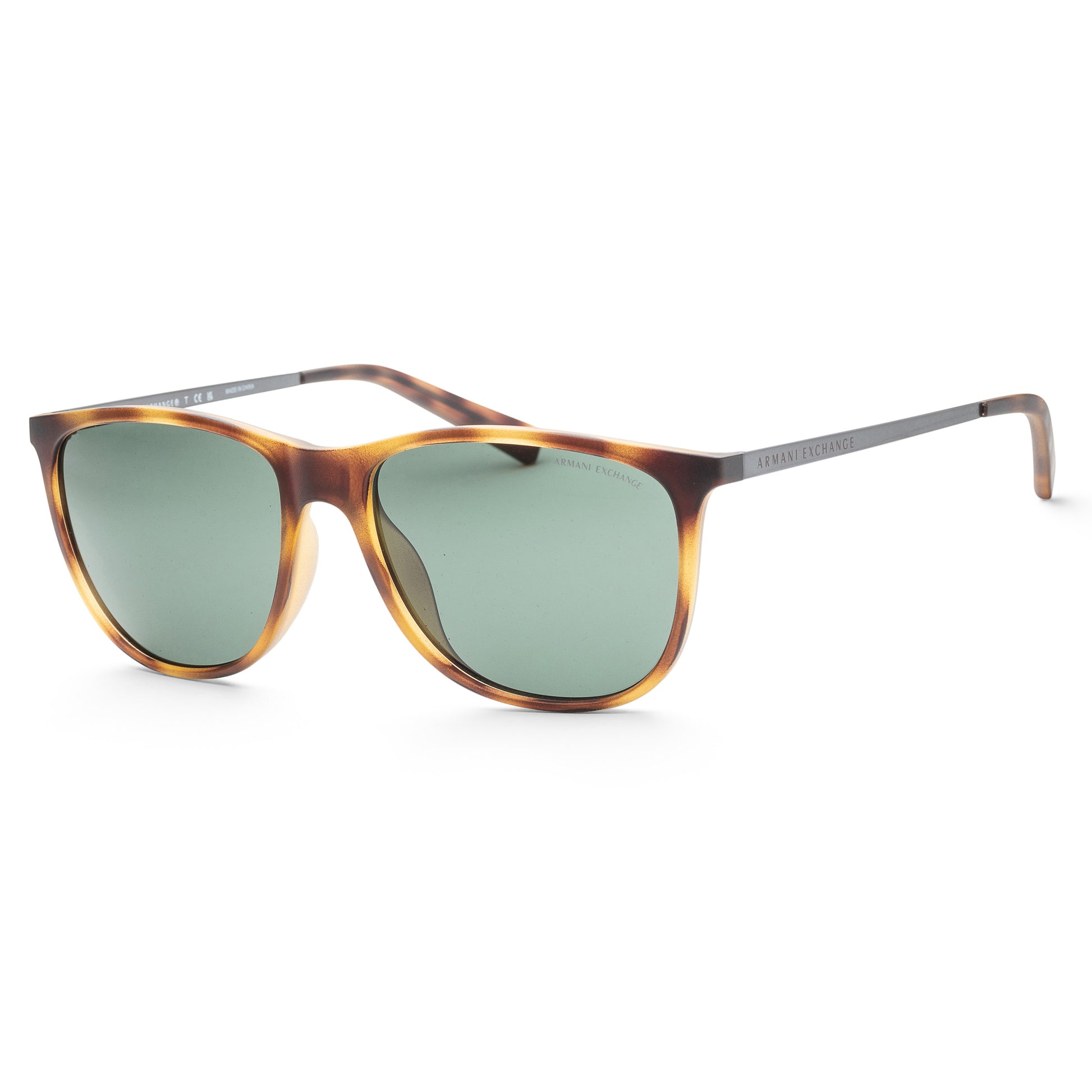 title:Armani Exchange Men's 57mm Matte Tortoise Asian-Fit Sunglasses AX4047SF-802971;color:Matte Tortoise frame, Grey Green lens