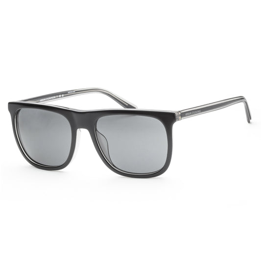 title:Armani Exchange Men's 57mm Top Black Transparent Grey Sunglasses AX4102SF-831887;color:Top Black Transparent Grey