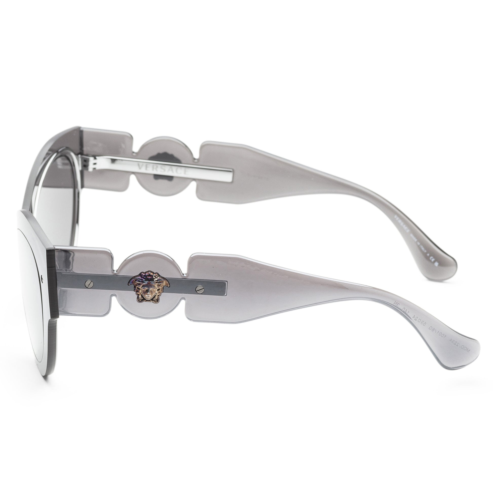 title:Versace Women's Transparent Grey Mirror Sunglasses VE2234-10016G;color:Transparent Grey Mirror frame, Light Grey Mirror Silver lens